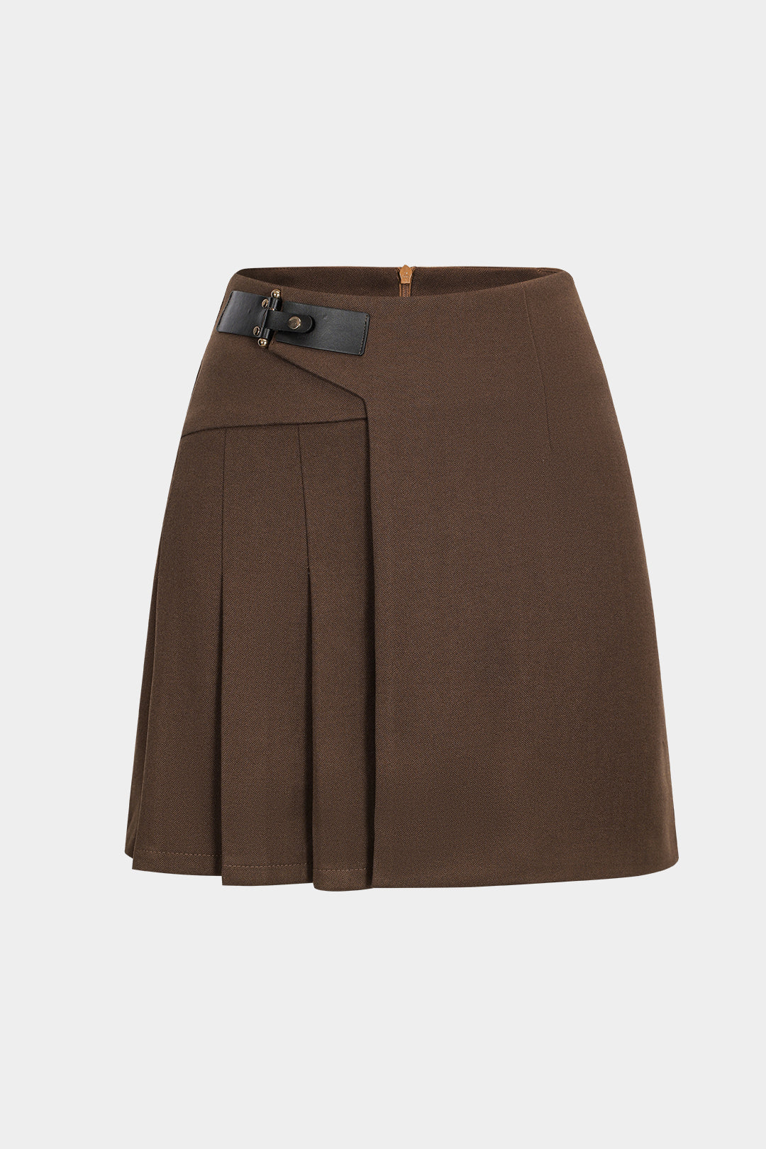 Belted Pleated High Waist Skirt