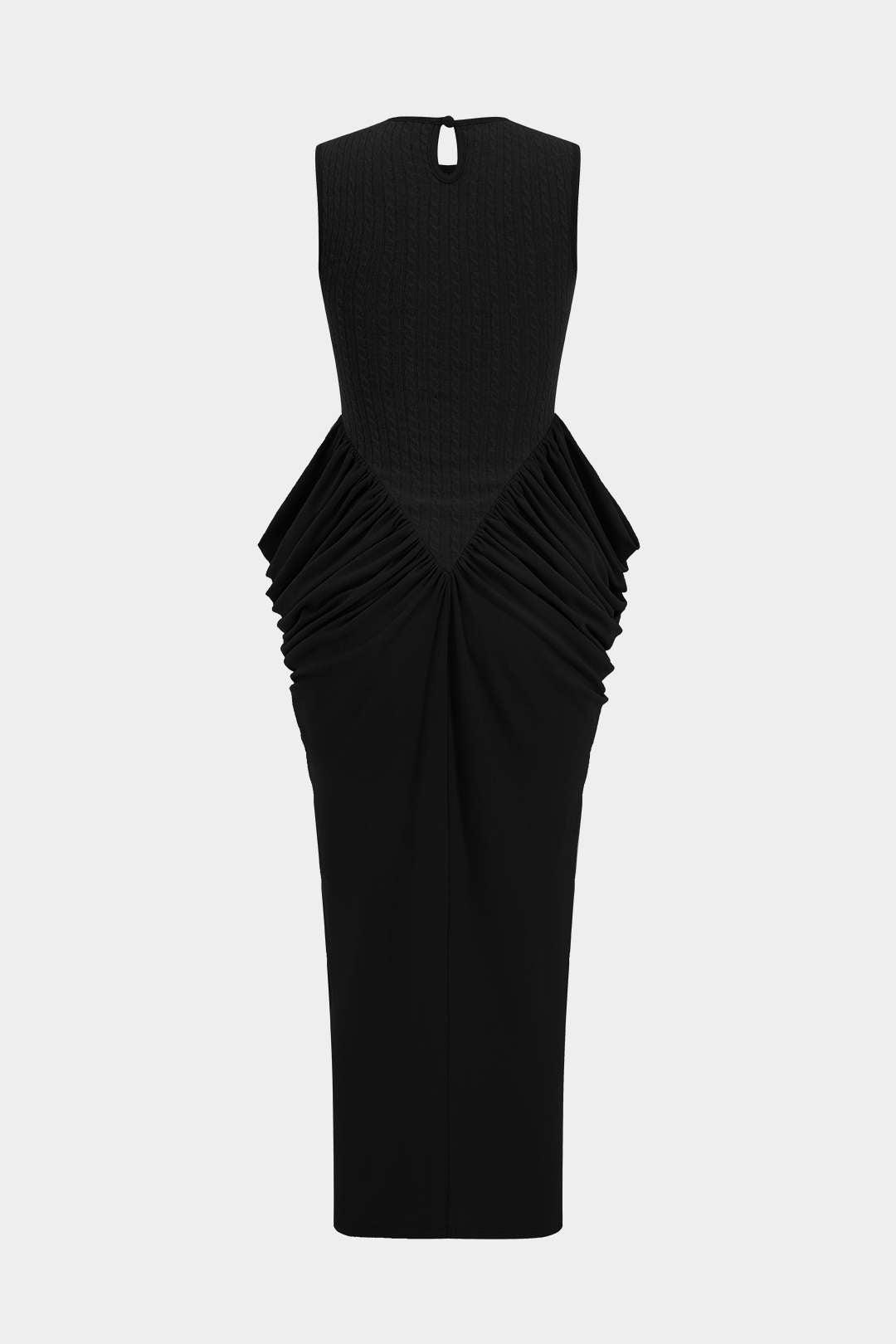 Ruched Sleeveless Round Neck Slit Maxi Dress