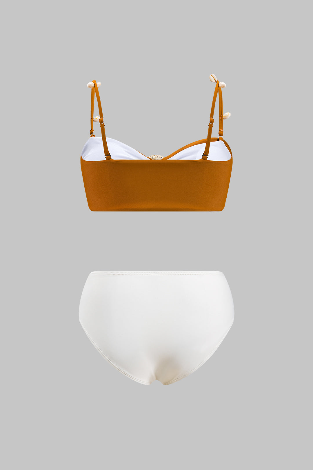 Contrast Shell Decor Ruched Bikini Set