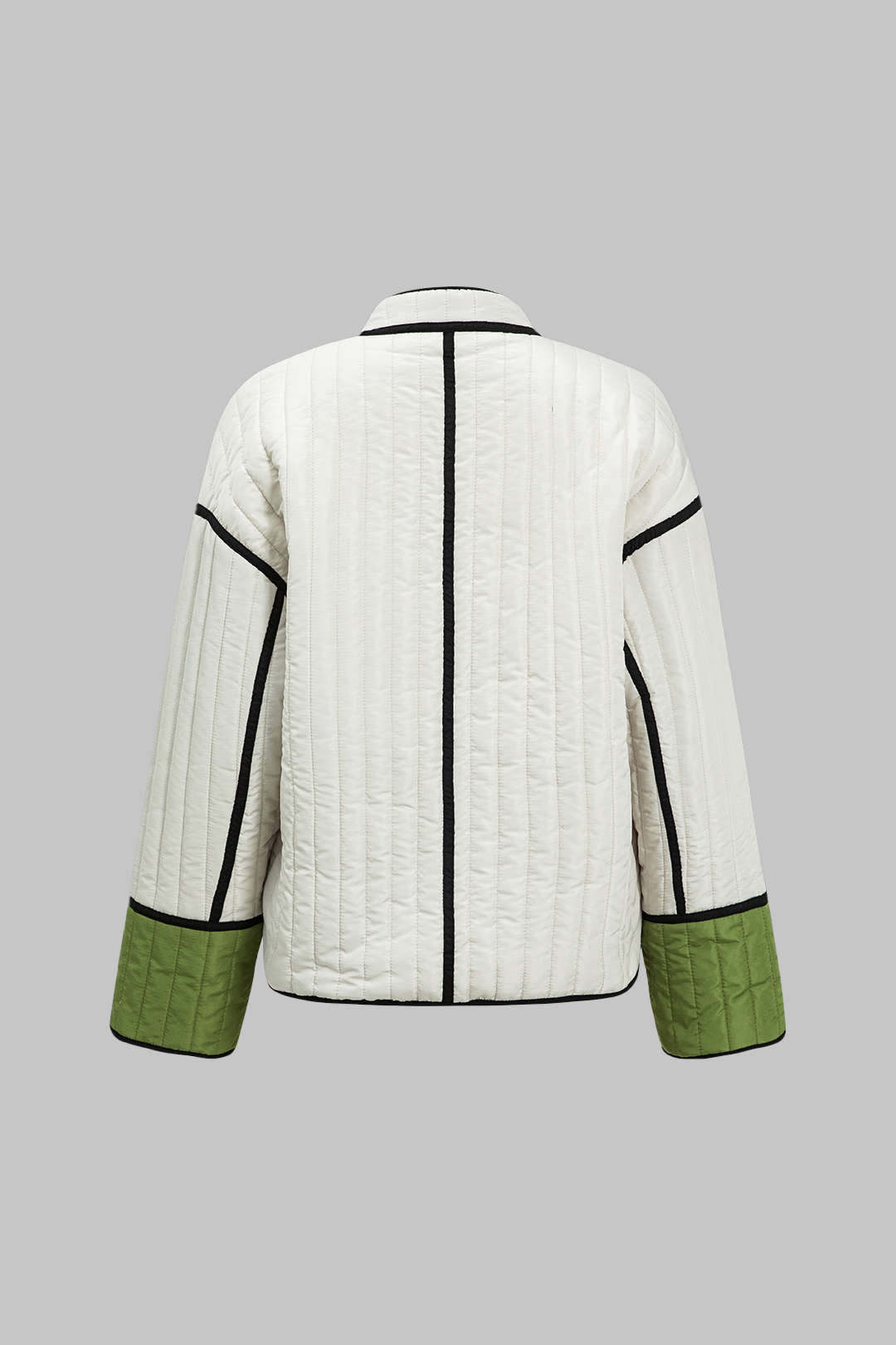 Padded Patchwork Stitching Button Pocket Long Sleeve Jacket