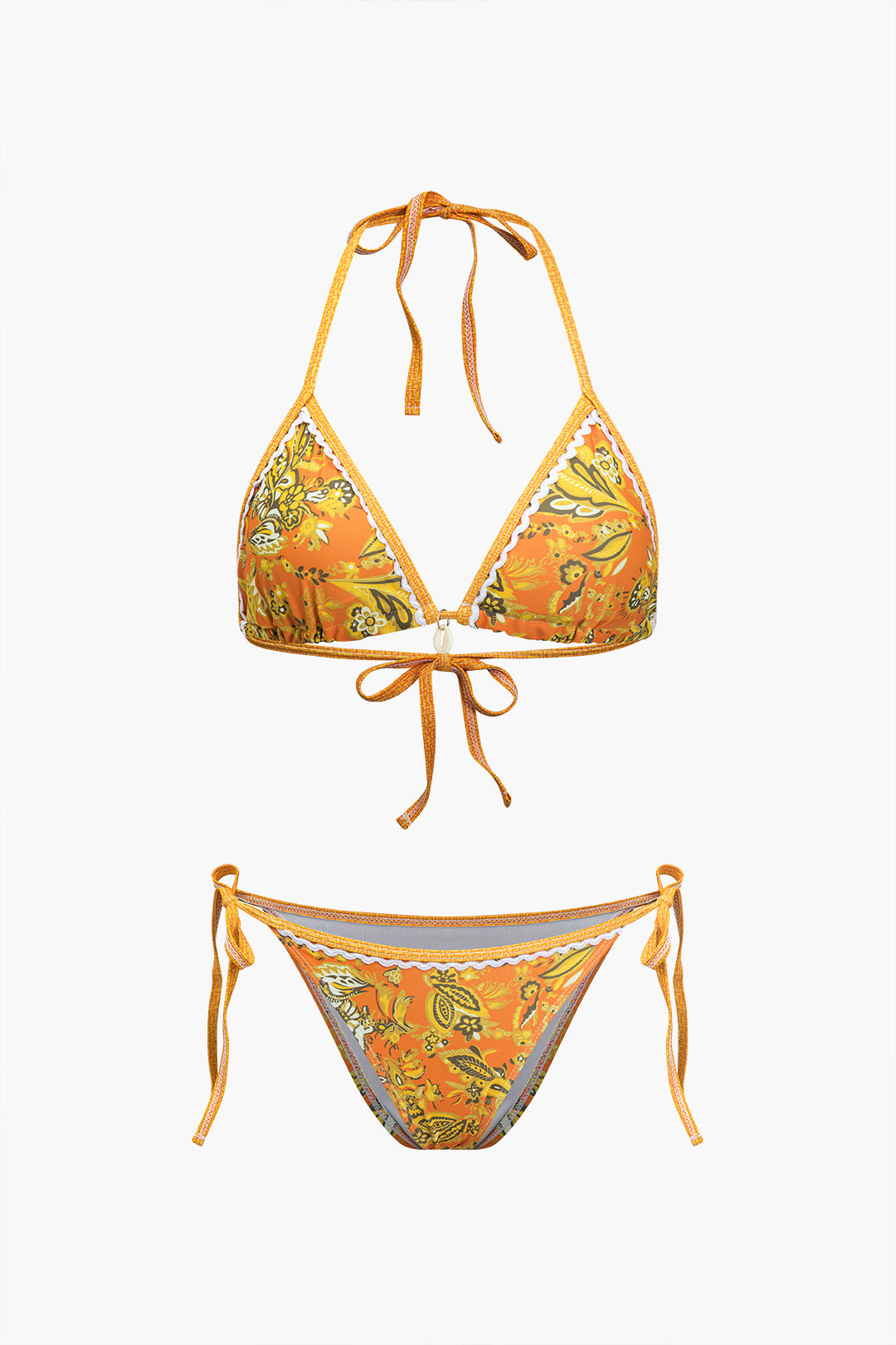 Retro Print Halter Bikini Set