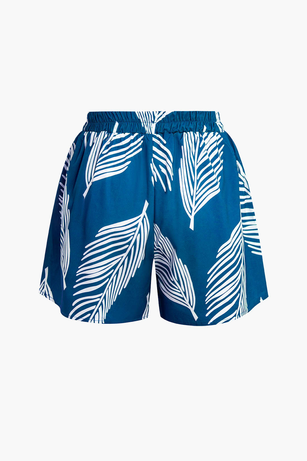 Leaf Print Drawstring Shorts Set