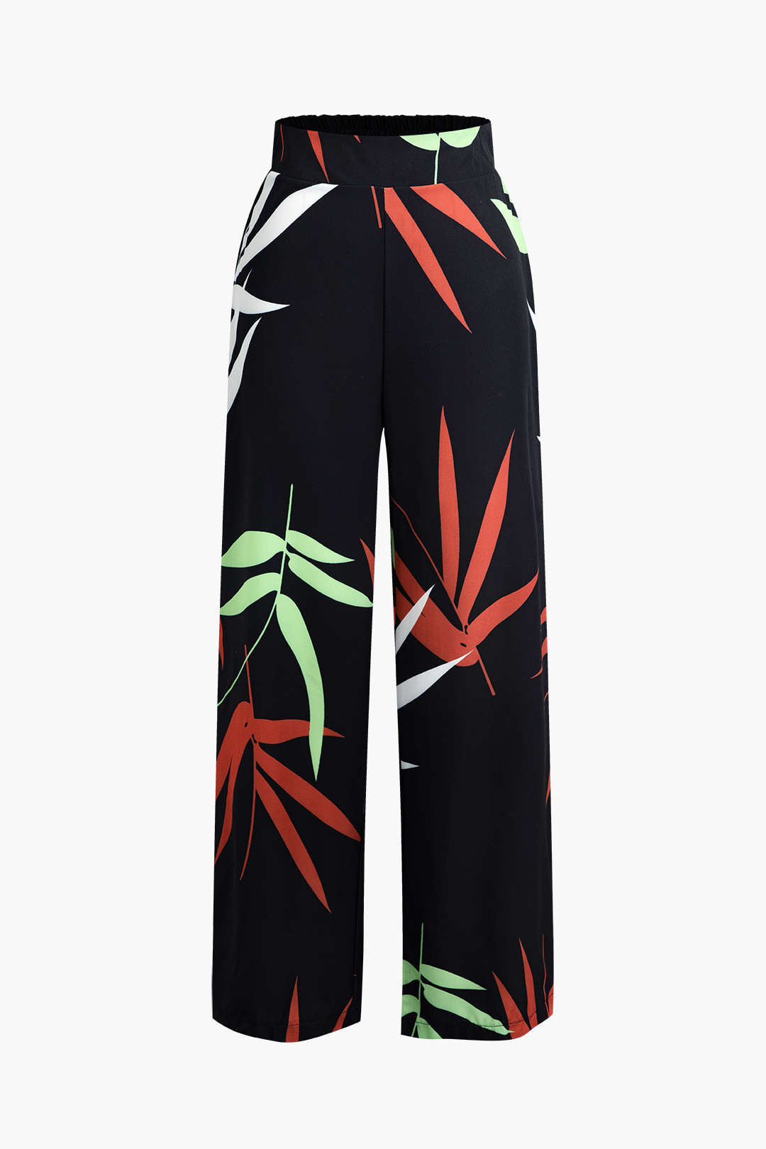 Bamboo Leaf Print Knot Cami Top And Pants Set