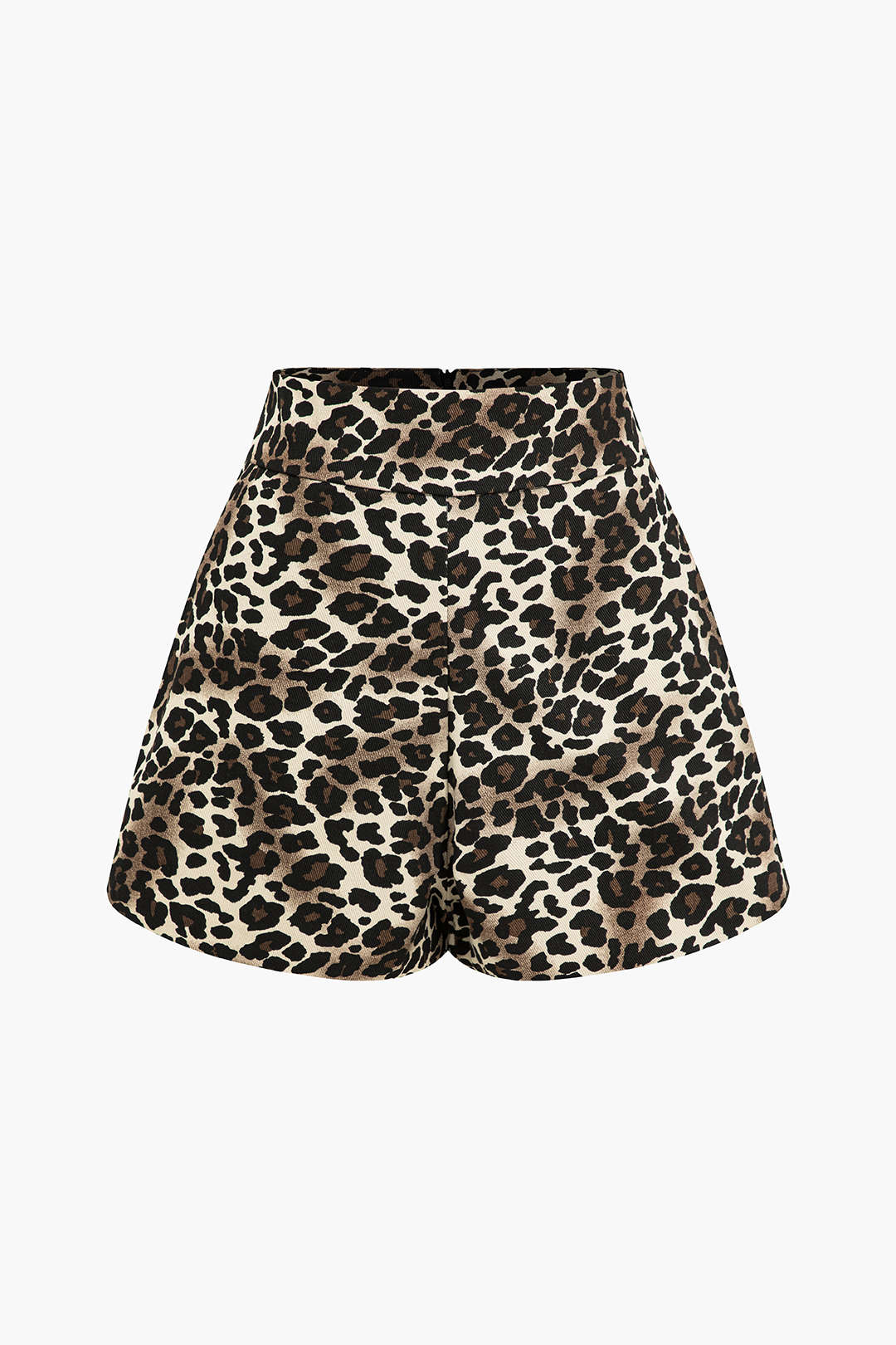 Leopard Print Denim Zippper High Waist Shorts