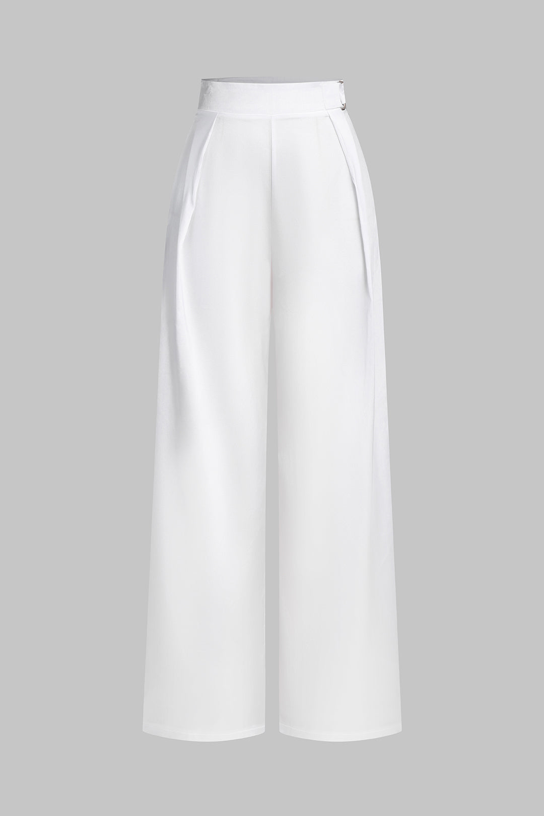 Satin Ruched Tie Up Button Bell Sleeve Top And Zipper Wide Leg Trousers Set