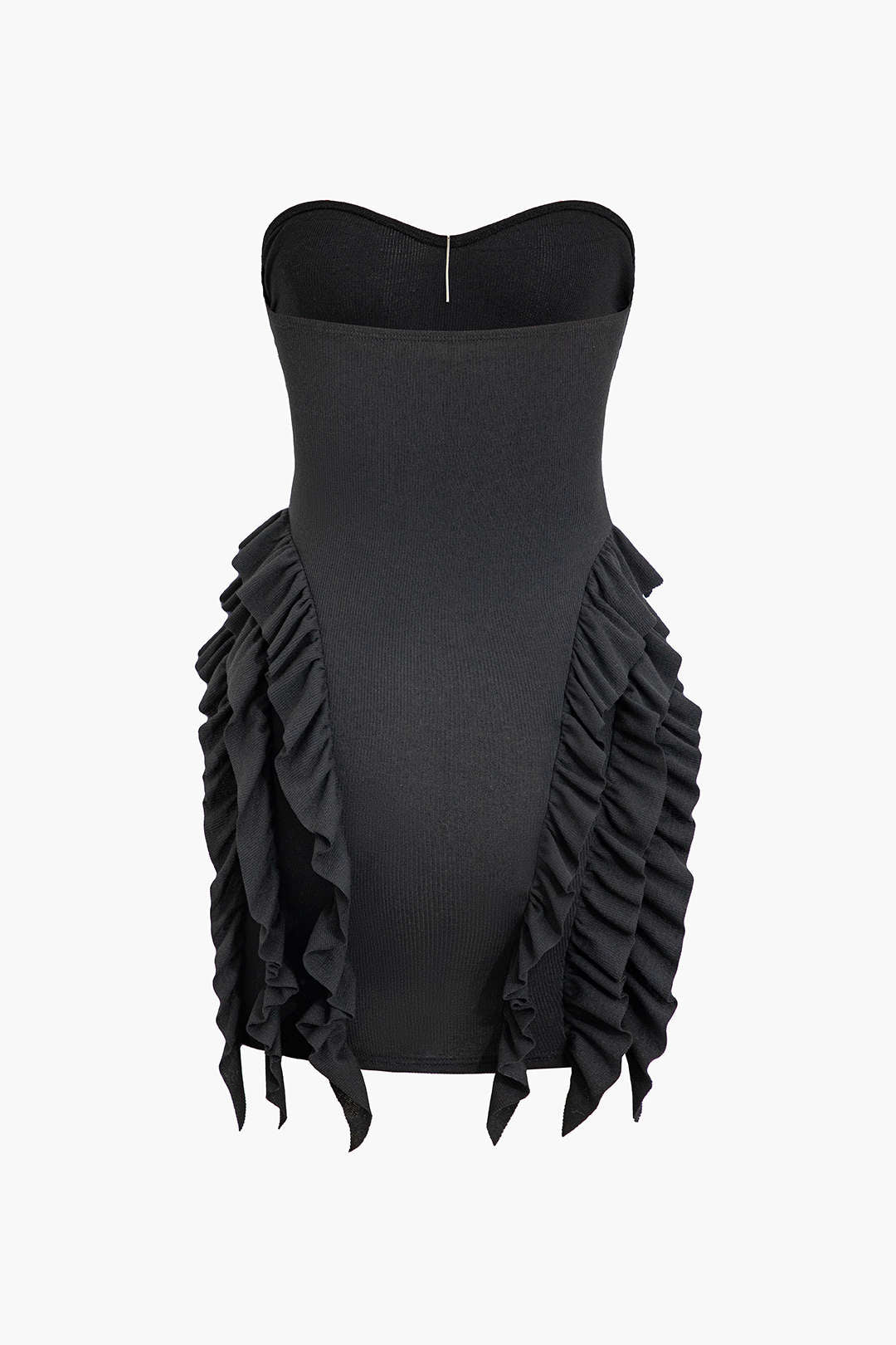 Solid Strapless Ruffle Mini Dress