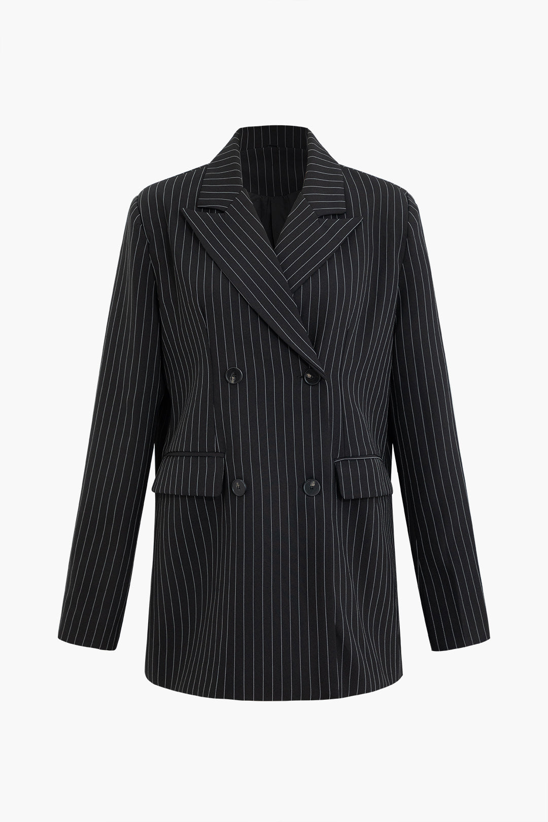 Pinstripe Print Notched Lapel Blazer