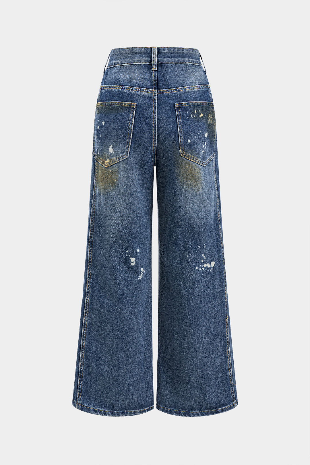 Dirty Denim Button Pocket Wide Leg Jeans