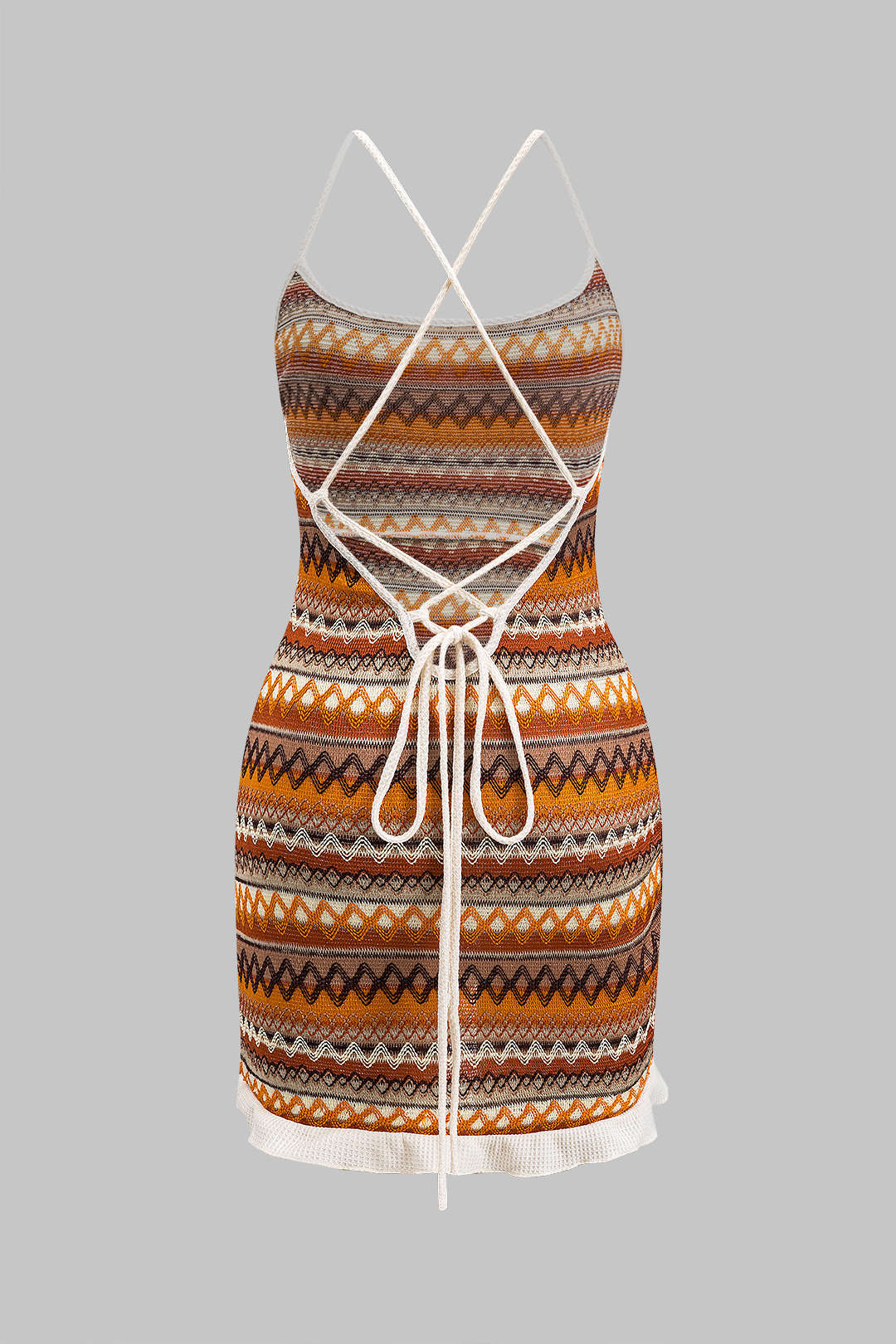 Knit Drawstring Crossed Tie Back Backless Dress