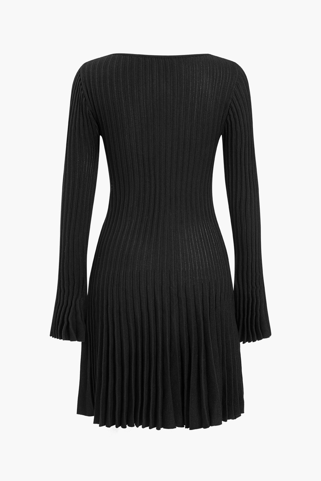 Knit Cut Out Long Sleeve Bell Sleeve Dress