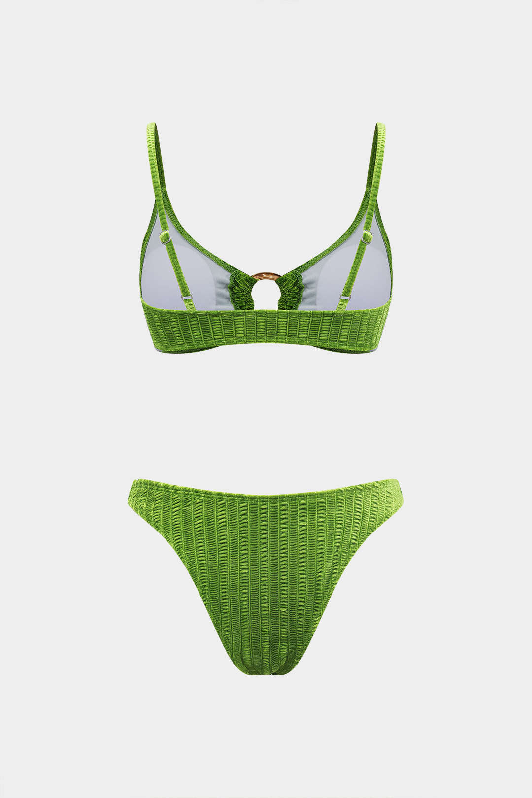 Velvet Textured O-ring  3-Piece Bikini Set