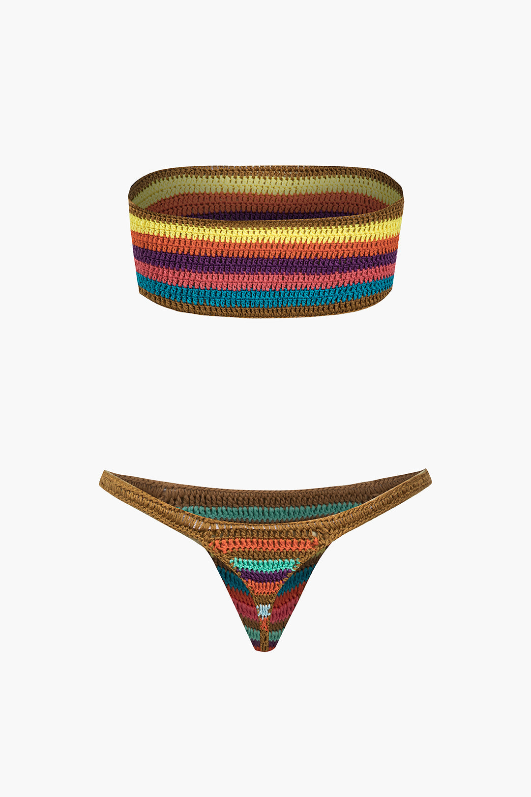 Rainbow Stripe Crochet Bikini Set