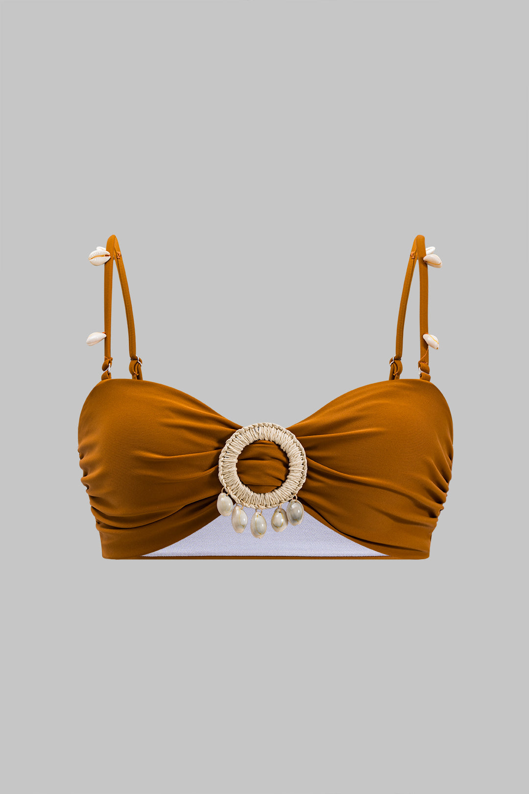 Contrast Shell Decor Ruched Bikini Set