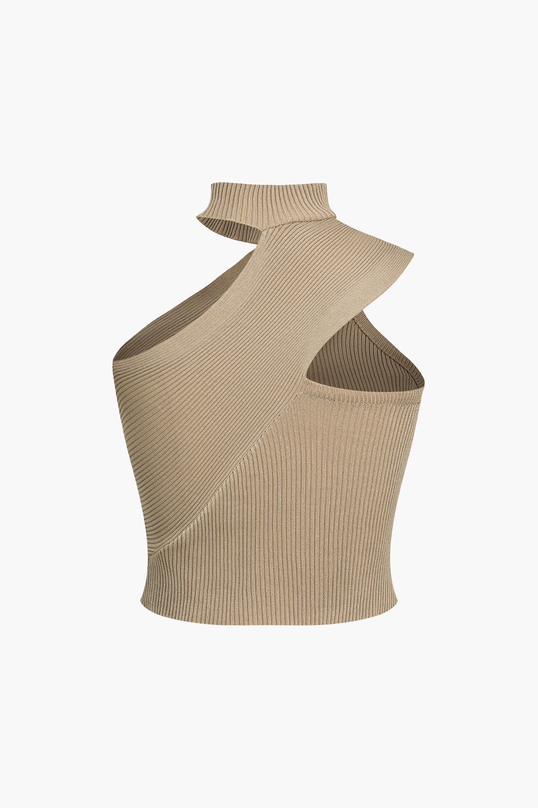 Solid Knit Asymmetrical Mock Neck Tank Top